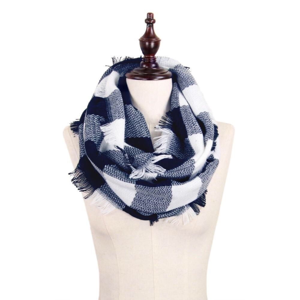 Navy blue and white Infinity scarf